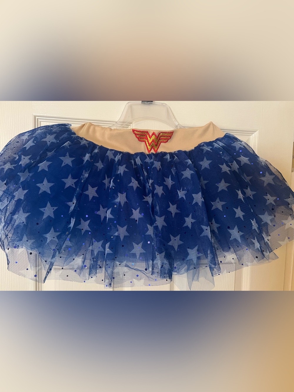 Rubie's Blue Star Tulle Skirt with Red & Gold Emblem